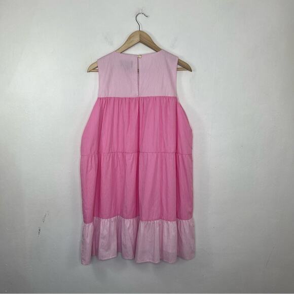 Duffield Lane Pink White Striped Adele Tiered Dress Size Large - Picture 4 of 13